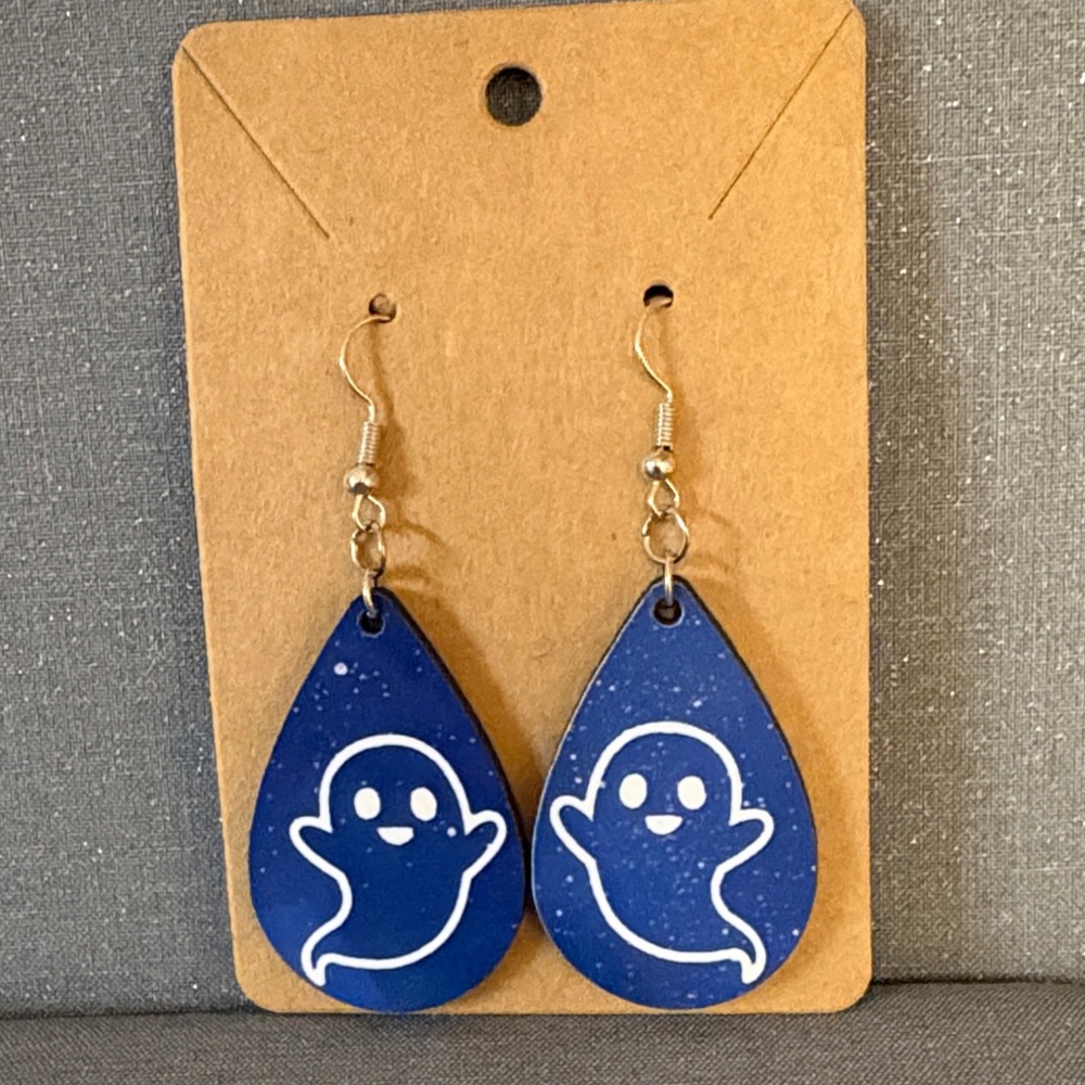 Blue Ghost Teardrop Earrings